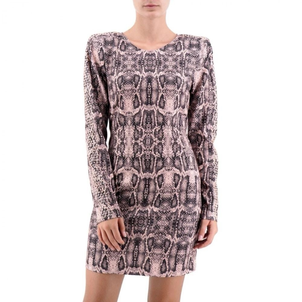 Aniye By Python Print Studded Sleeve Mini Sheath … - image 1